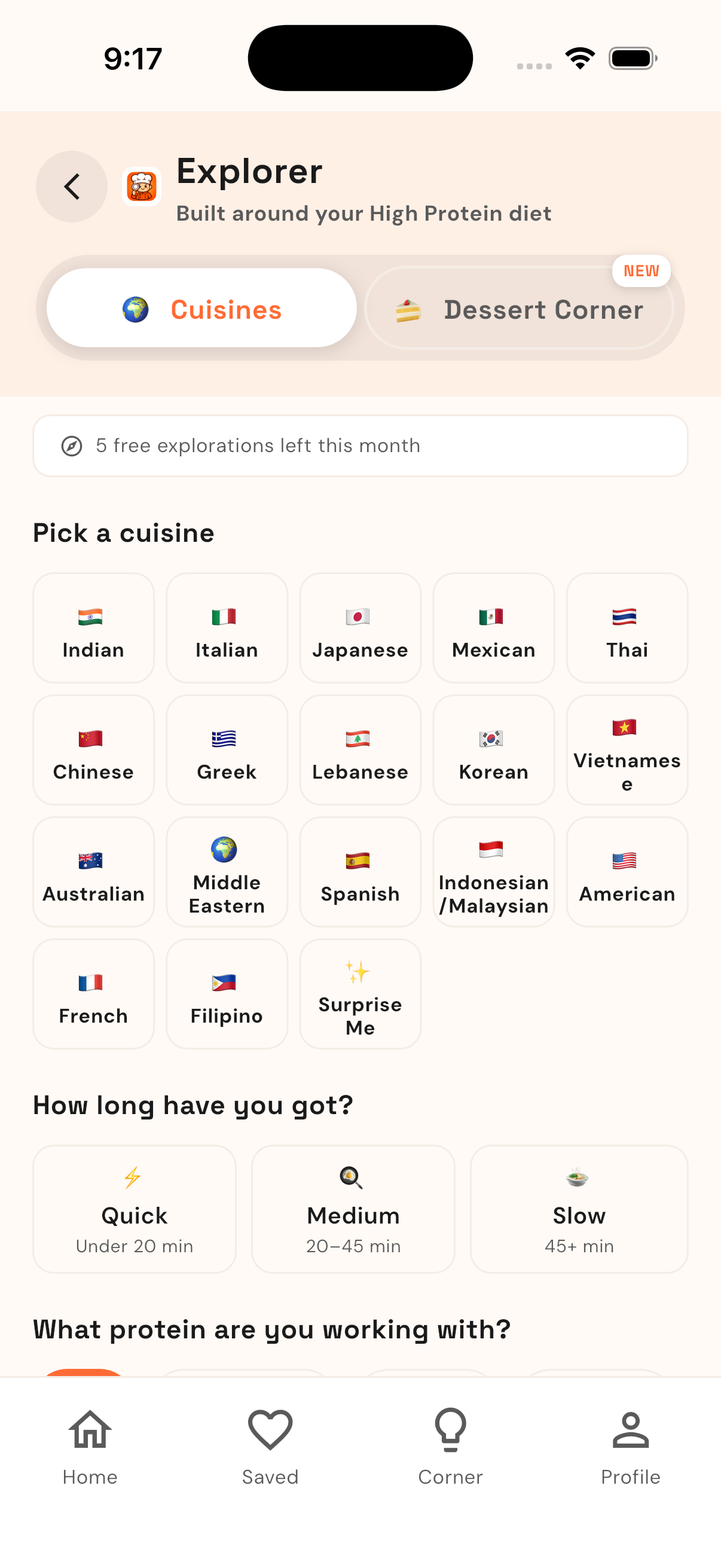 Frittu cuisine explorer — browse recipes by cuisine, checked against your allergens and goals