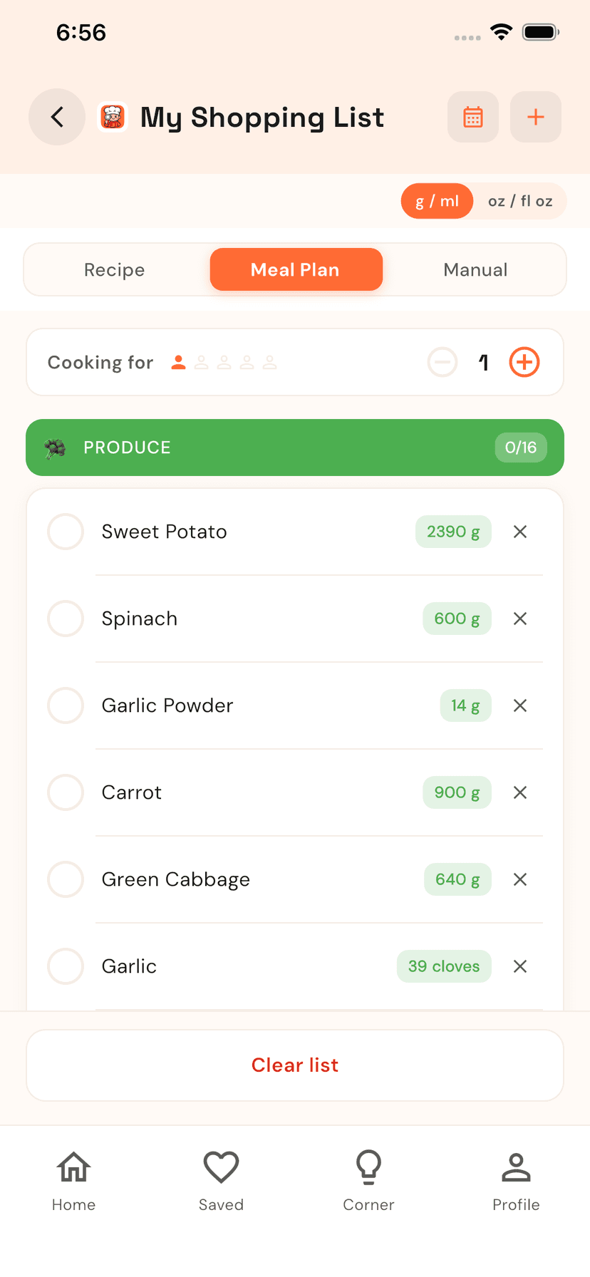 Shopping list